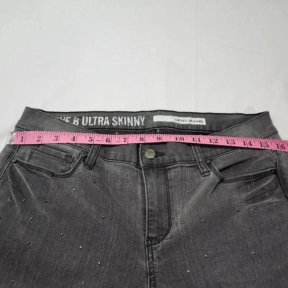 Vintage DKNY Jeans "Ave B" Vintage Gray Tiny Sparkle Studs Sz 8 - Picture 10 of 15